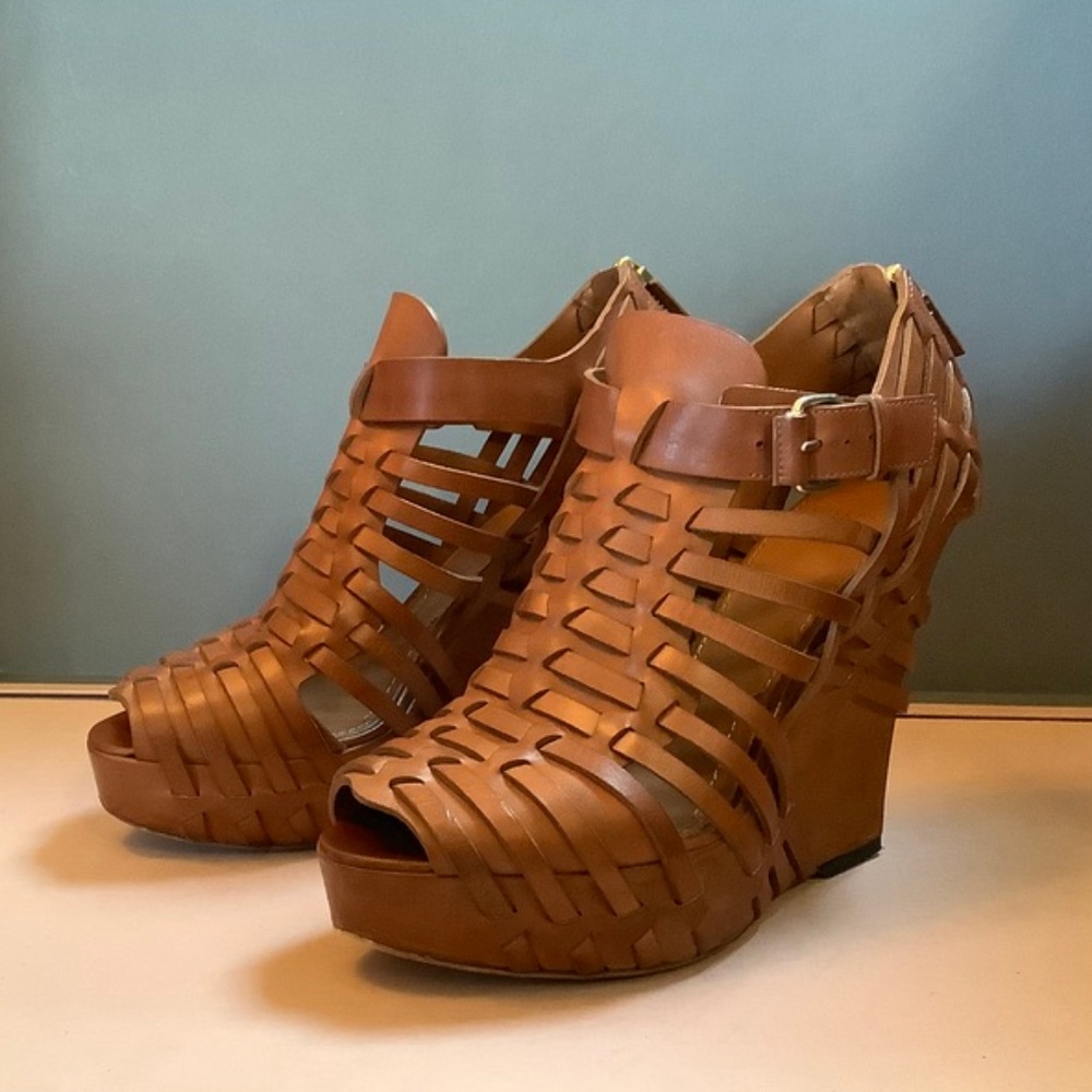 Givenchy Brown Corinne Woven Leather Wedges